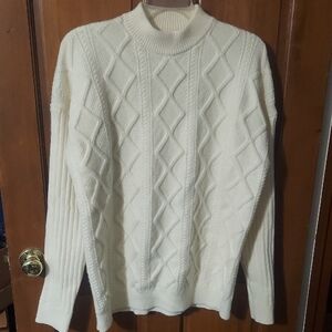 Aelfric Eden White Diamond Knit Crewneck Sweater Size XL